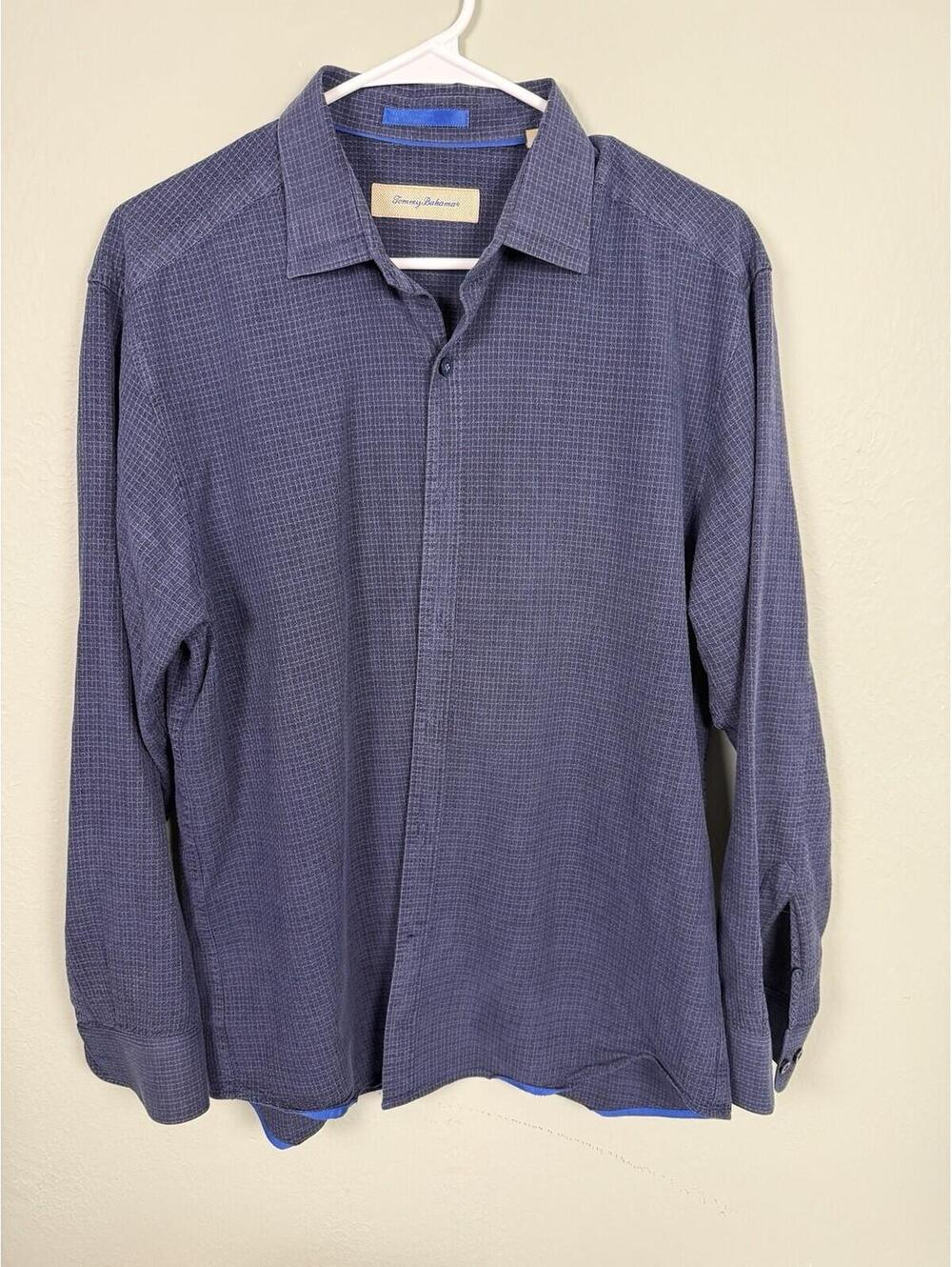 Tommy Bahama Blue Micro Check Button Up Shirt Men’s